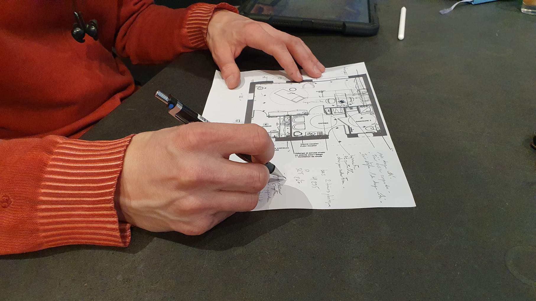 Rédaction de plan d'architecte d'intérieur